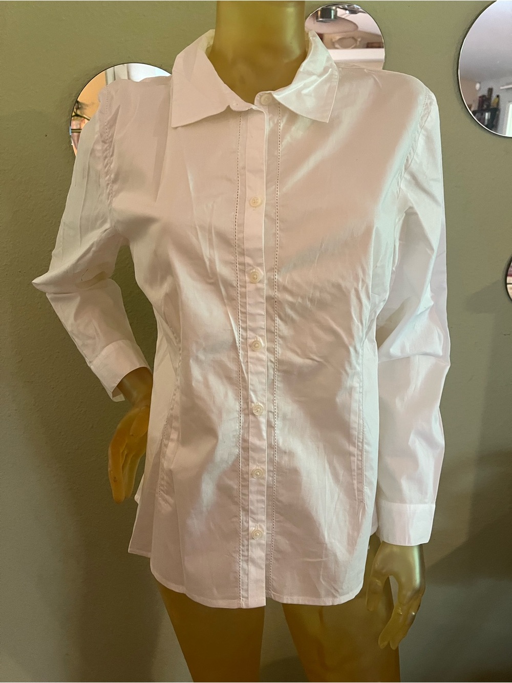 J. Jill White Stretch Petite Classic Button-Down Shirt